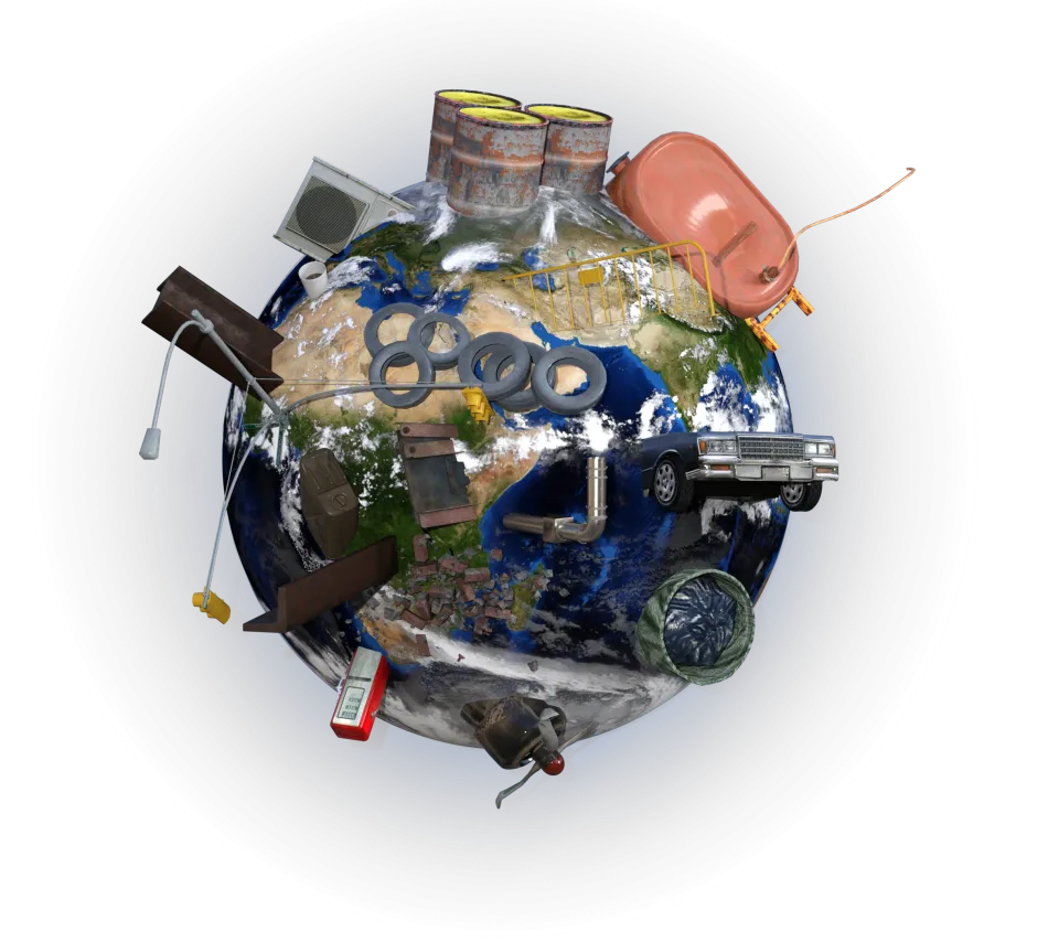 Image de la Terre avec des détritus autour
