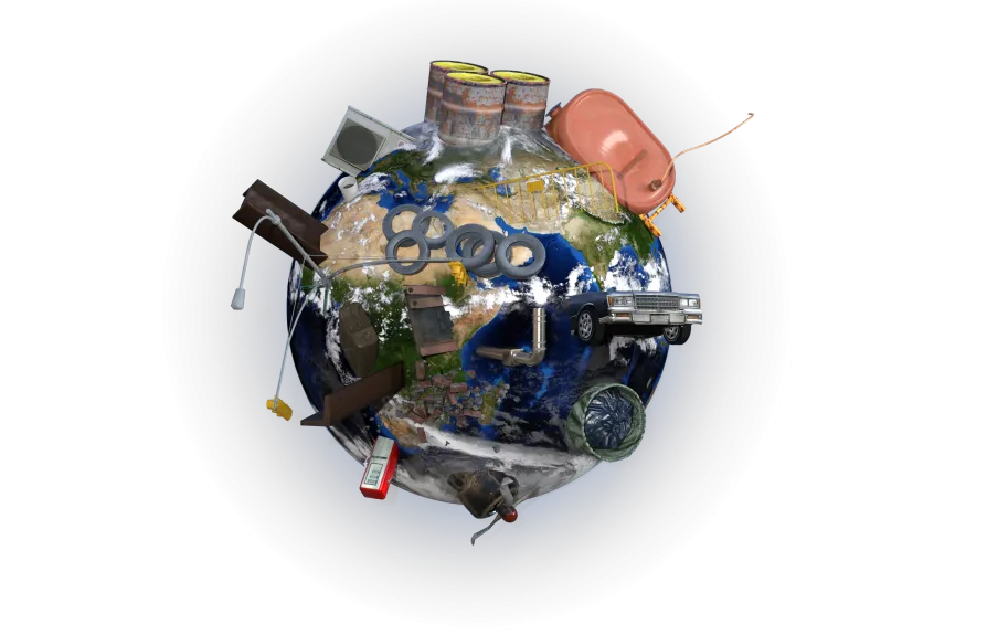 Image de la Terre avec des détritus autour